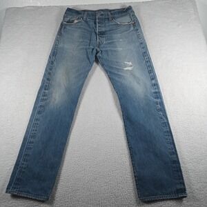 Levi's mens 501 jeans 34x36 Original fit Button Fly Straight Leg Blue Med Wash